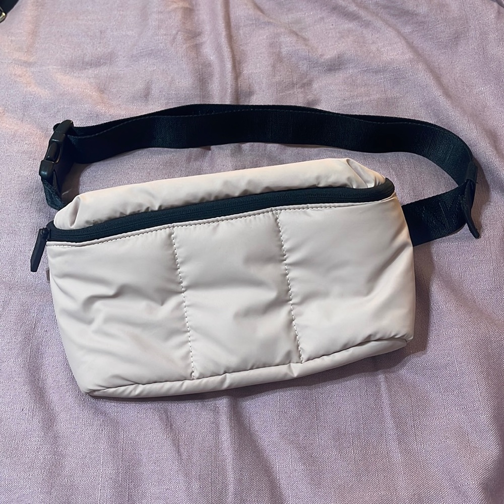Padded Cream Crossbody Belt Bag